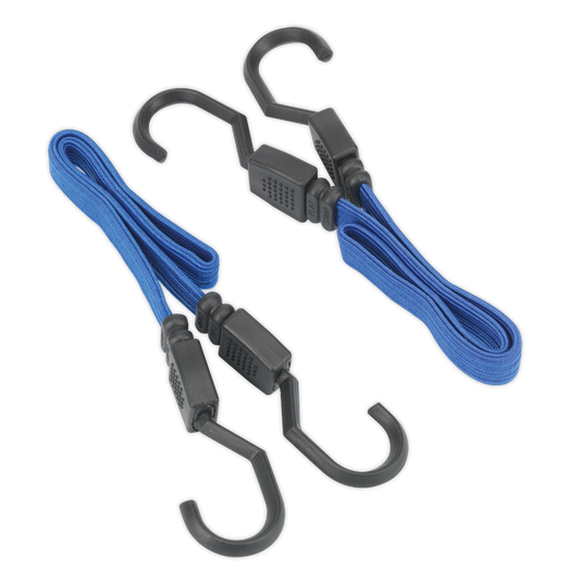 Sealey 460mm Flat Bungee Cord Set With Heavy Duty Steel Hooks 2pc BCS15