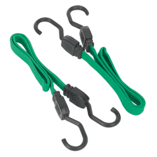 Sealey 610mm Flat Bungee Cord Set With Heavy Duty Steel Hooks 2 Pieces BCS16