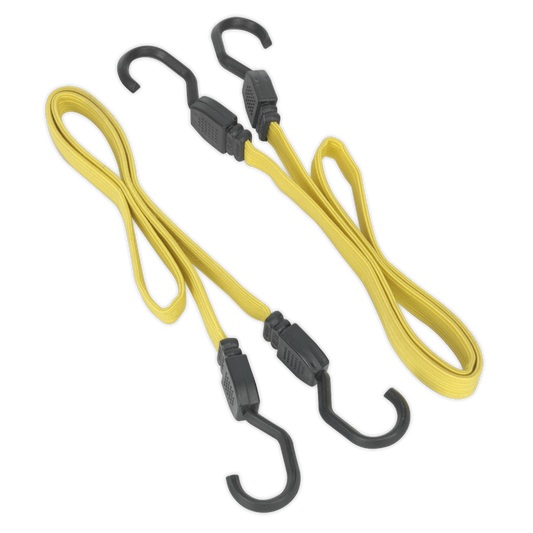 Sealey 910mm Flat Bungee Cord Set With Heavy Duty Steel Hooks 2 Pieces BCS18
