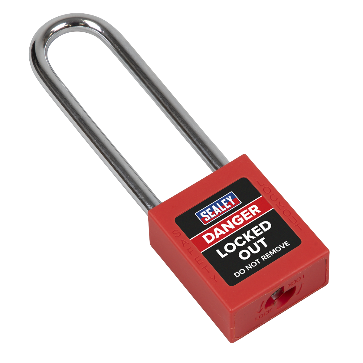 Sealey Safety Lockout Padlock Long Shackle Heavy Duty 6mm Steel Shackle EV12