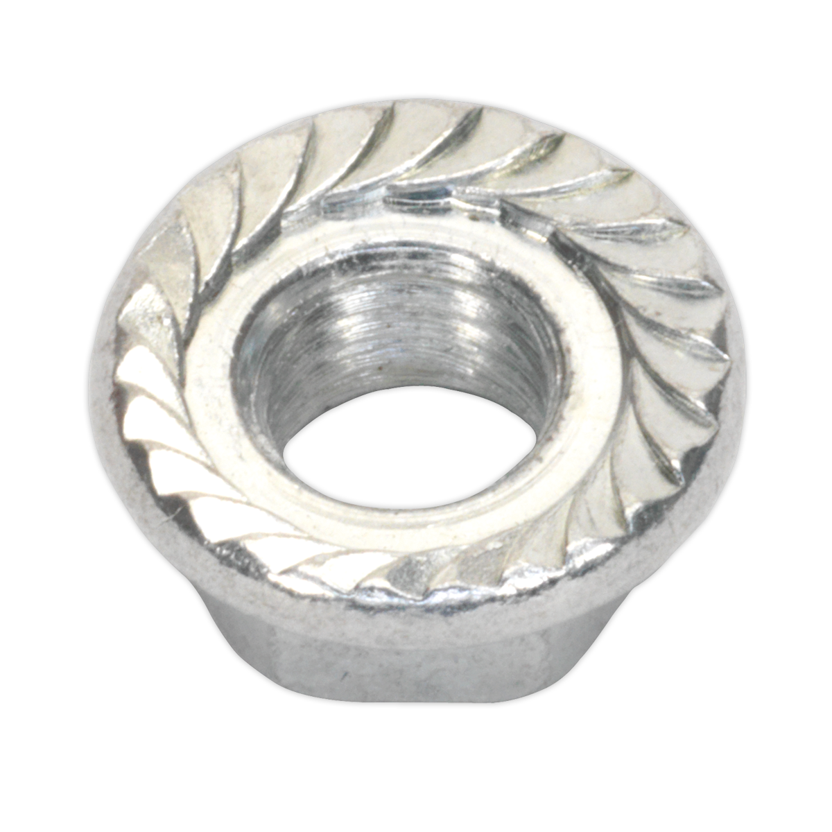 Sealey Flange Nut Serrated M5 Zinc Plated DIN 6923 Silver Pack of 100 Pieces FN5