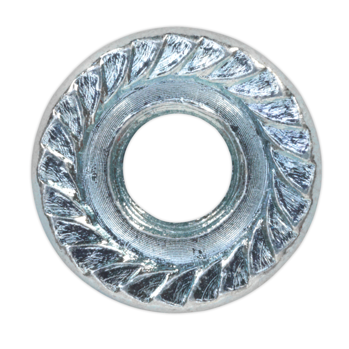 Sealey Flange Nut Serrated M6 Zinc Plated DIN 6923 Silver Pack of 100 Pieces FN6
