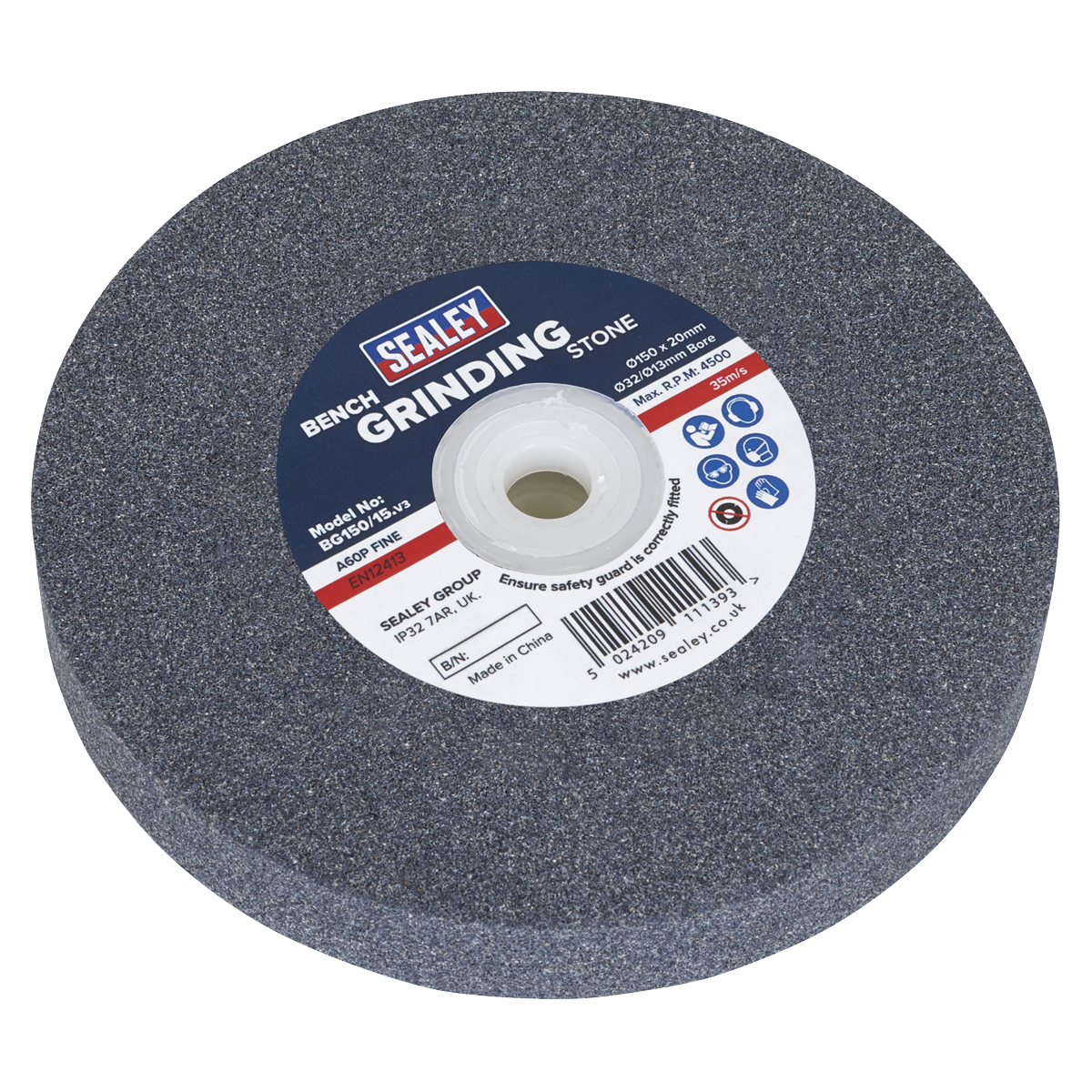 Sealey 150mm Aluminium Oxide Grinding Stone For Bench Grinder A60P Fine BG150/15
