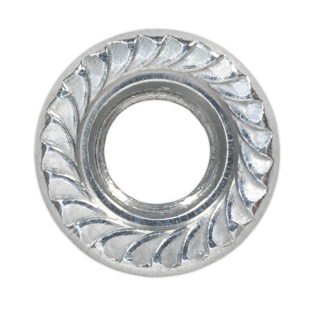Sealey Flange Nut Serrated M8 Zinc Plated DIN 6923 Silver Pack of 100 Pieces FN8