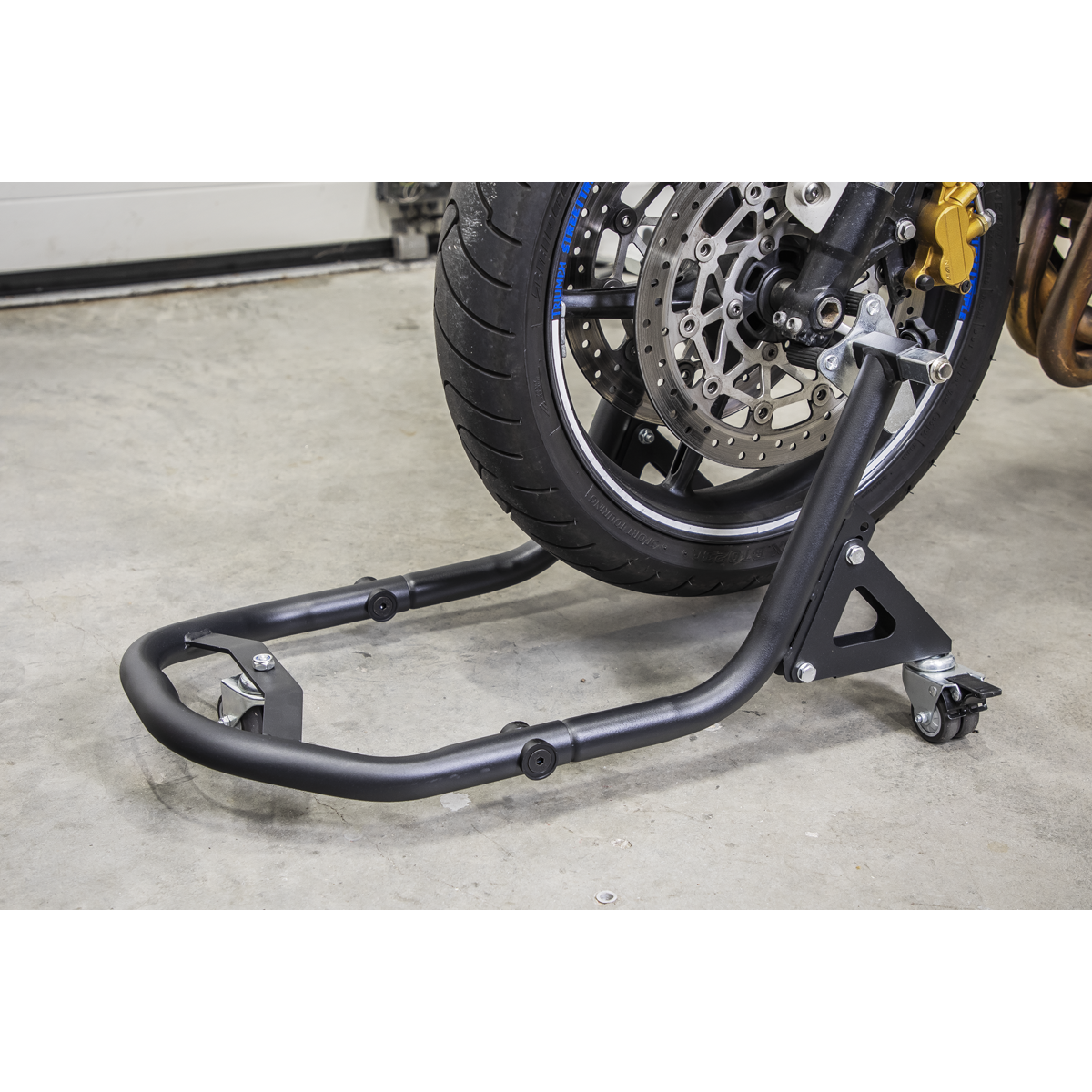 Sealey 360° Universal Floating Front Paddock Stand Triple Castor Wheel FPS1MD