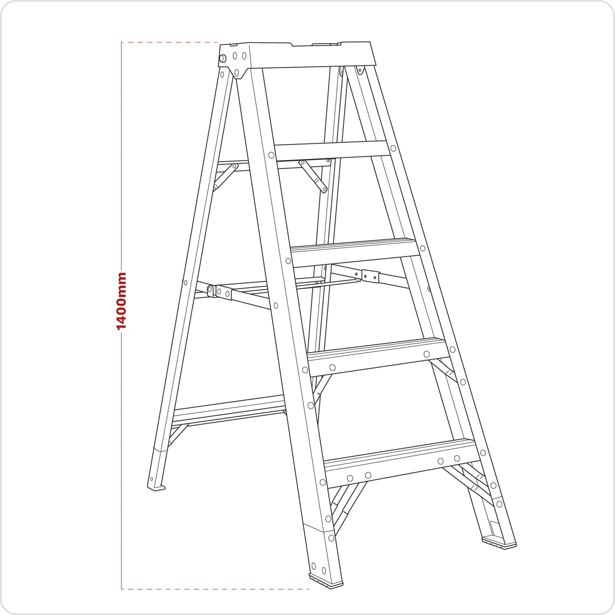 Sealey Step Ladder Fibreglass 4 Steps 150kg Capacity 1.4m Height Anti Slip FSL5