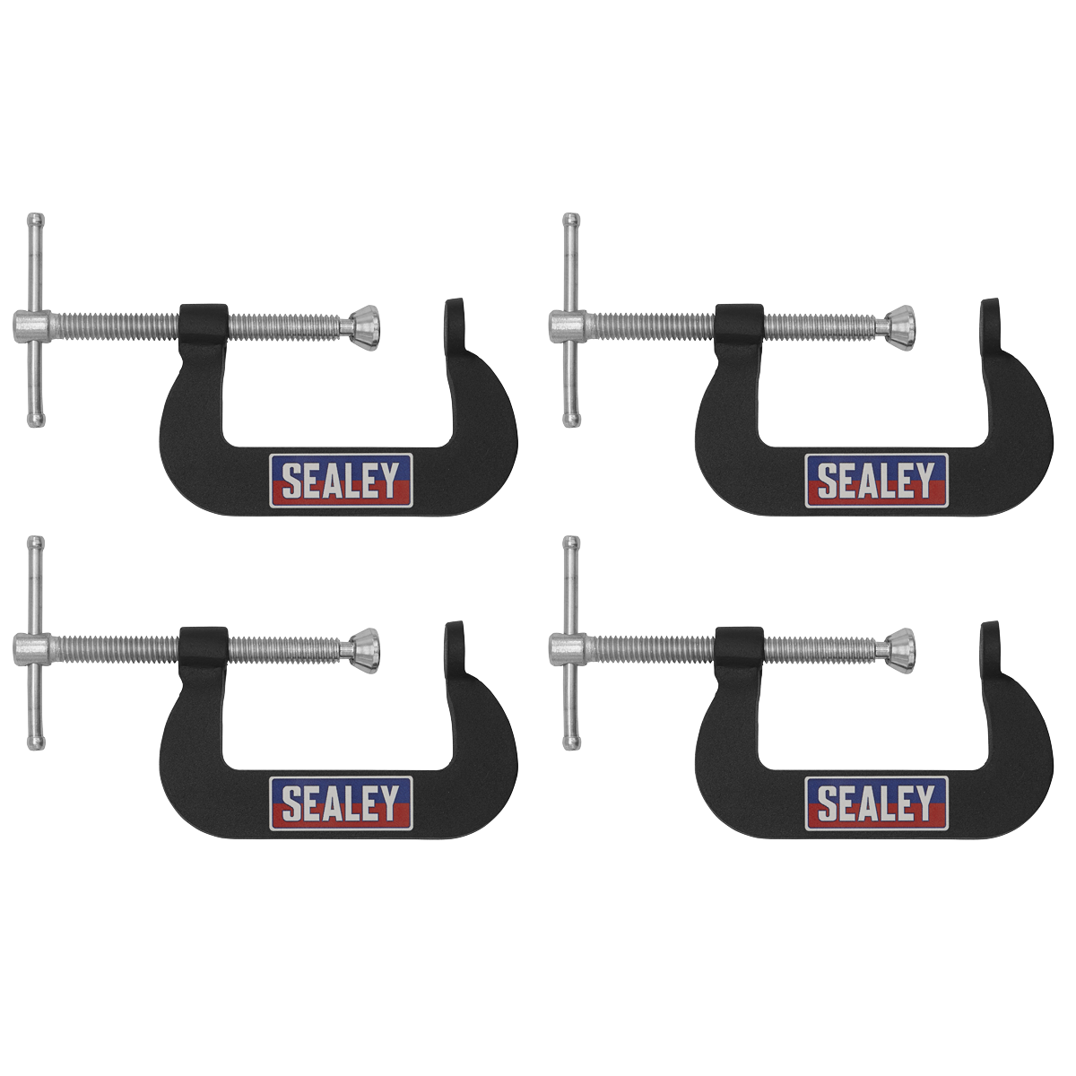 Sealey Junior C-Clamp Set 51mm x 32mm Jaw Opening/Throat Depth 4 Pieces GCC06