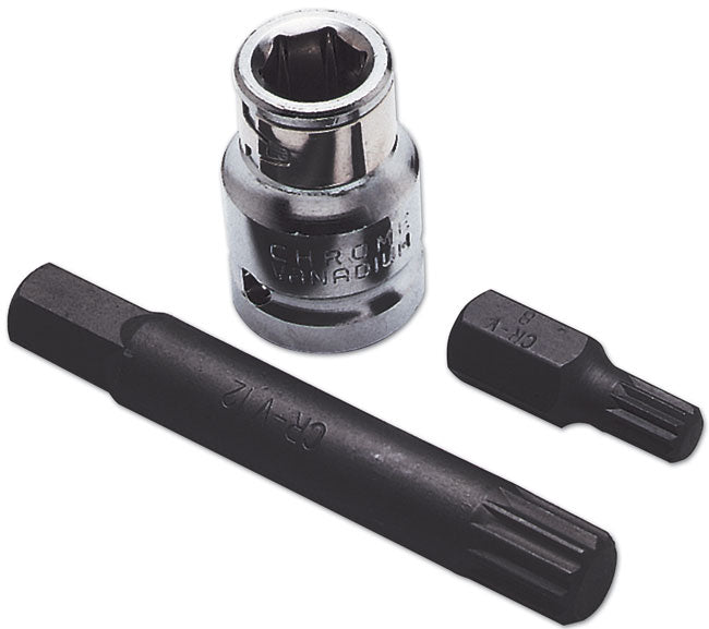 LASER 0329 3Pcs Screwdriver Spline Bit Set 1/2" Drive Chrome Vanadium Steel