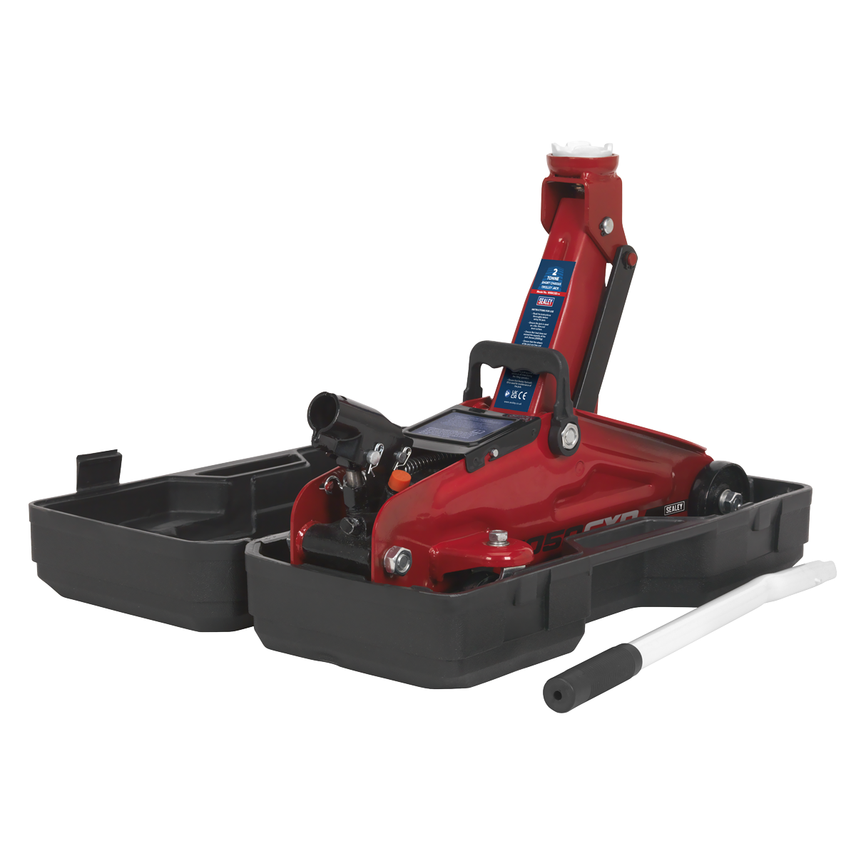 Sealey Trolley Lifting Jack 2 Tonne Short Chassis With Storage Case 1050CXD