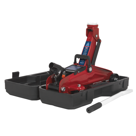 Sealey Trolley Lifting Jack 2 Tonne Short Chassis With Storage Case 1050CXD