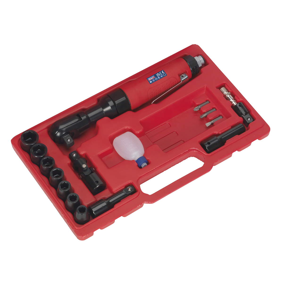 Sealey Air Ratchet Wrench Kit With Soft Grip Handle 1/2" Square Drive GSA21KIT