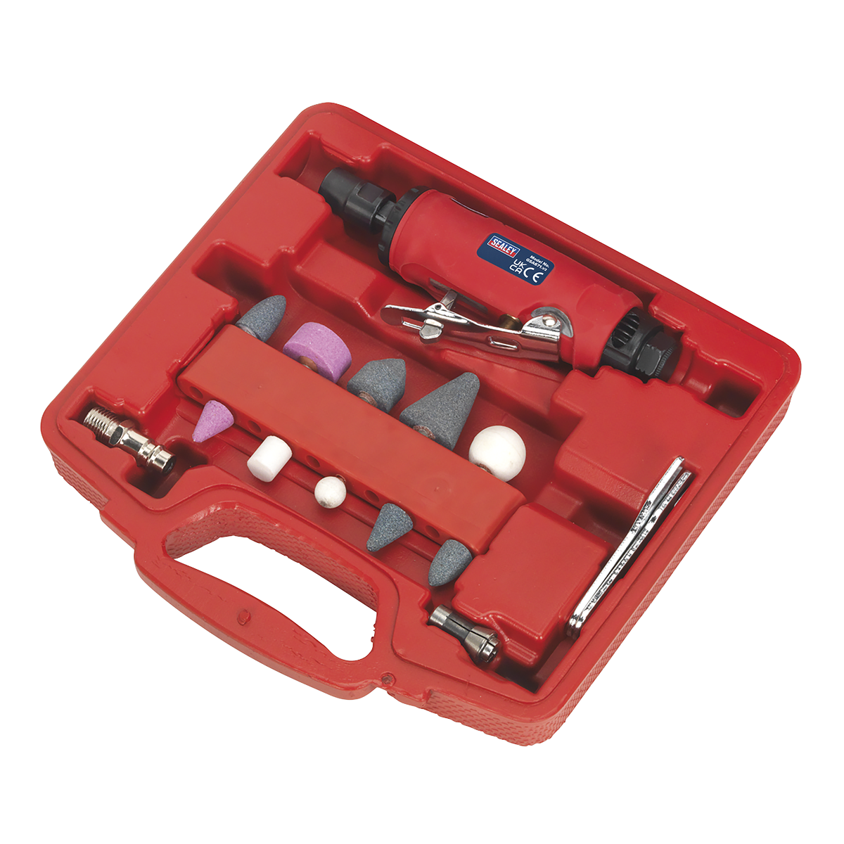 Sealey Air Die Grinder Kit With Low Noise Air Exhaust 13 Pieces Set GSA67
