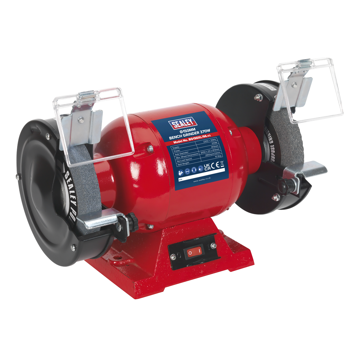 Sealey Bench Grinder 150mm 370W/230V Eye Shields Included 3-Pin Plug BG150XL/96