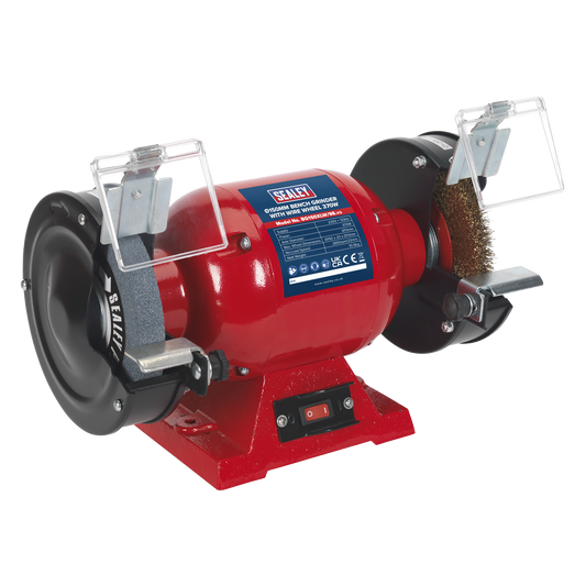 Sealey Bench Grinder 150mm With Wire Wheel 370W/230V 3-Pin Plug BG150XLW/98