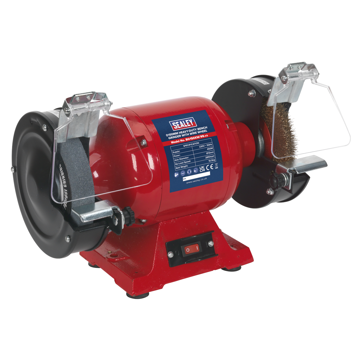 Sealey Bench Grinder 150mm With Wire Wheel 450W/230V Heavy Duty BG150XW/99