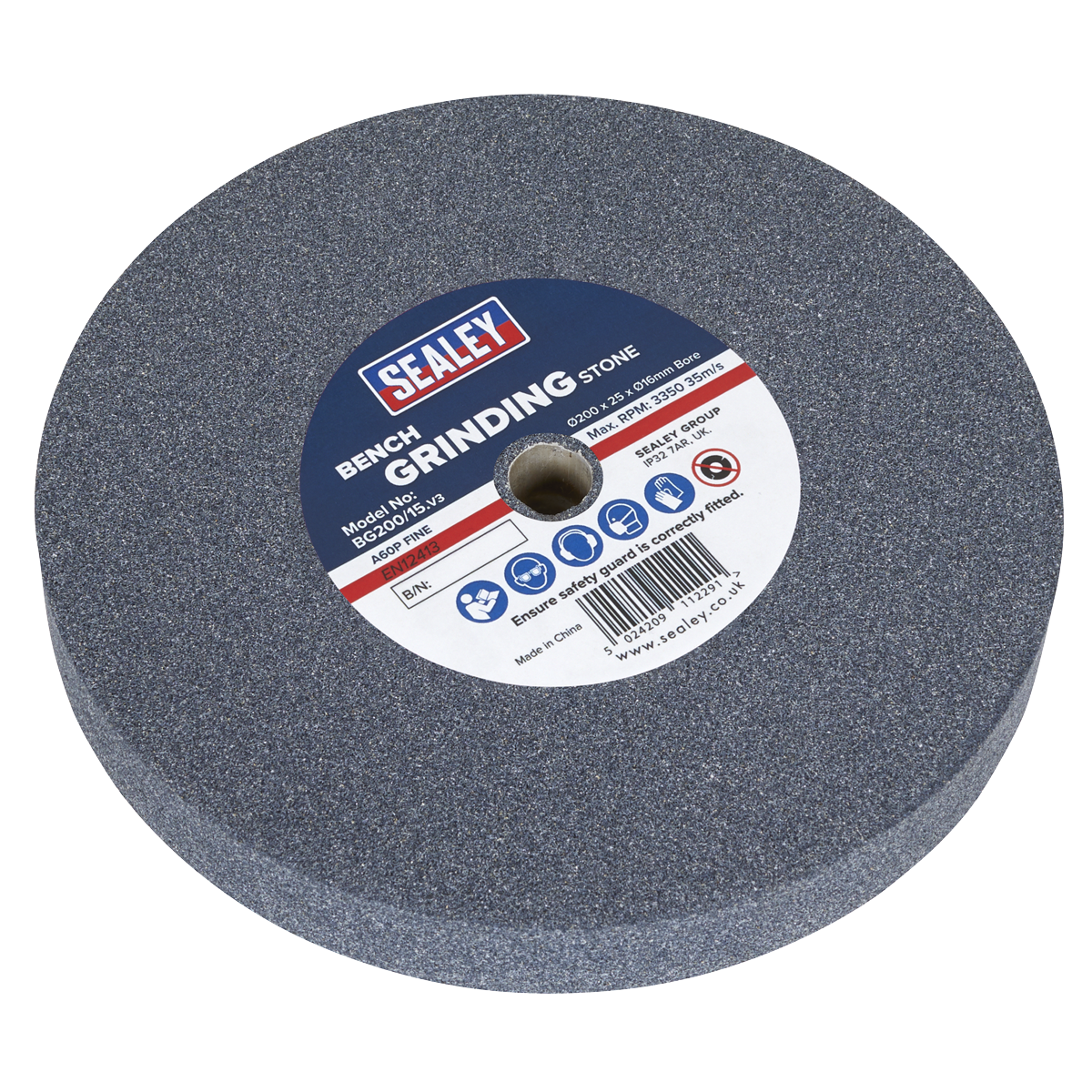 Sealey Ø200 A60P Fine Grinding Stone For Bench Grinder Aluminium Oxide BG200/15