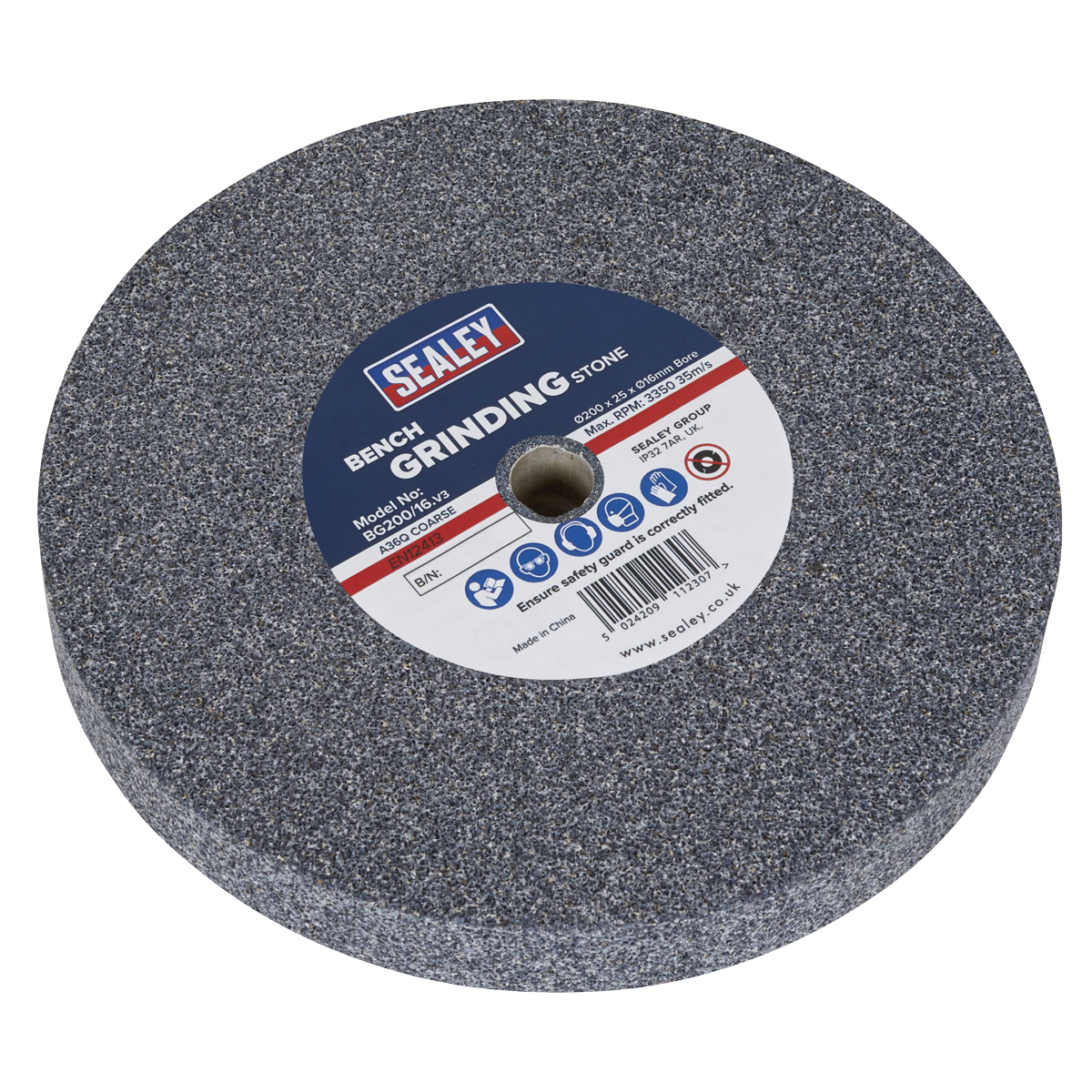 Sealey Ø200mm A36Q Coarse Grinding Stone Aluminium Oxide - Grey BG200/16