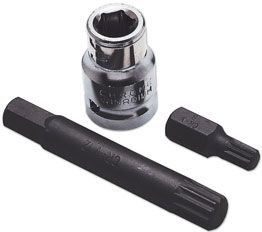 LASER 0329 3Pcs Screwdriver Spline Bit Set 1/2" Drive Chrome Vanadium Steel