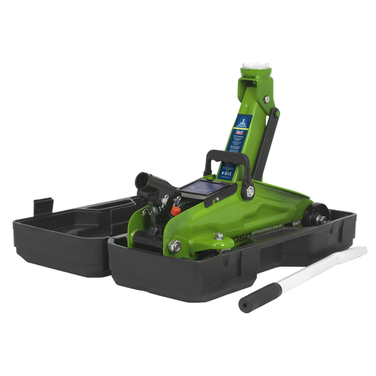 Sealey Trolley Jack 2 Tonne Hi-Vis Short Chassis With Storage Case 1050CXDHV