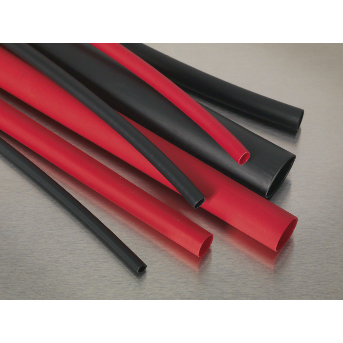 Sealey Heat Shrink Tubing Sleeve 72 Pcs Black Red Adhesive Lined 200mm HSTAL72BR