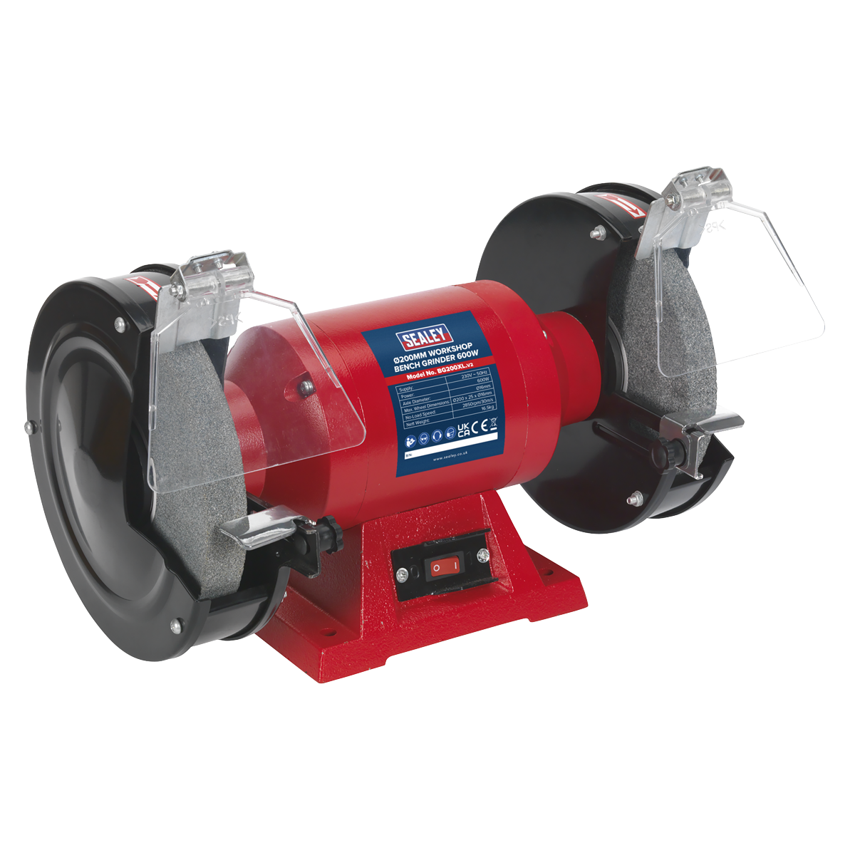 Sealey 230V Workshop Bench Grinder Eye Shields Included 200mm 560W BG200XL