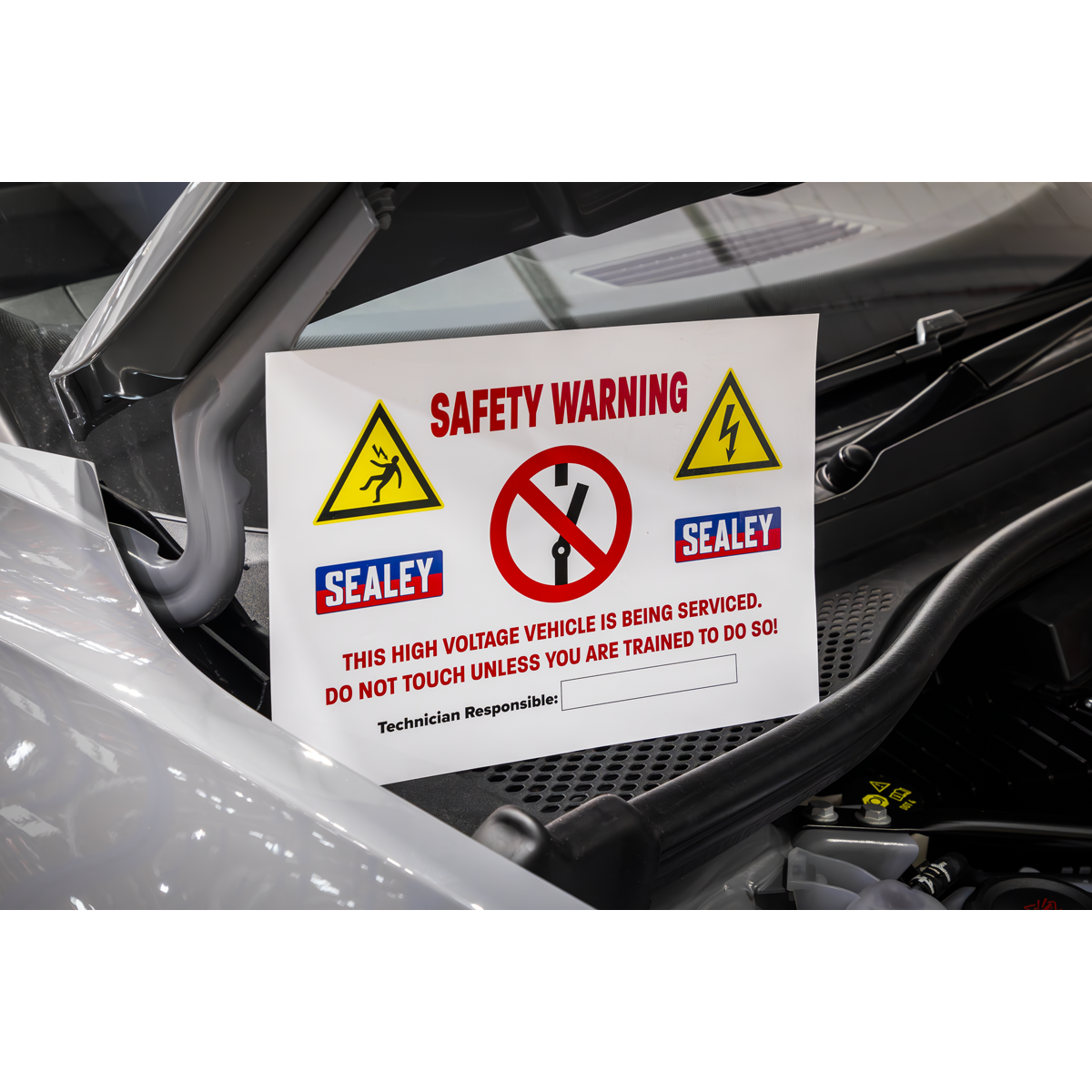 Sealey Hybrid/Electric Vehicle Warning Sign Wipeable Gloss Finish HYBRIDSIGN