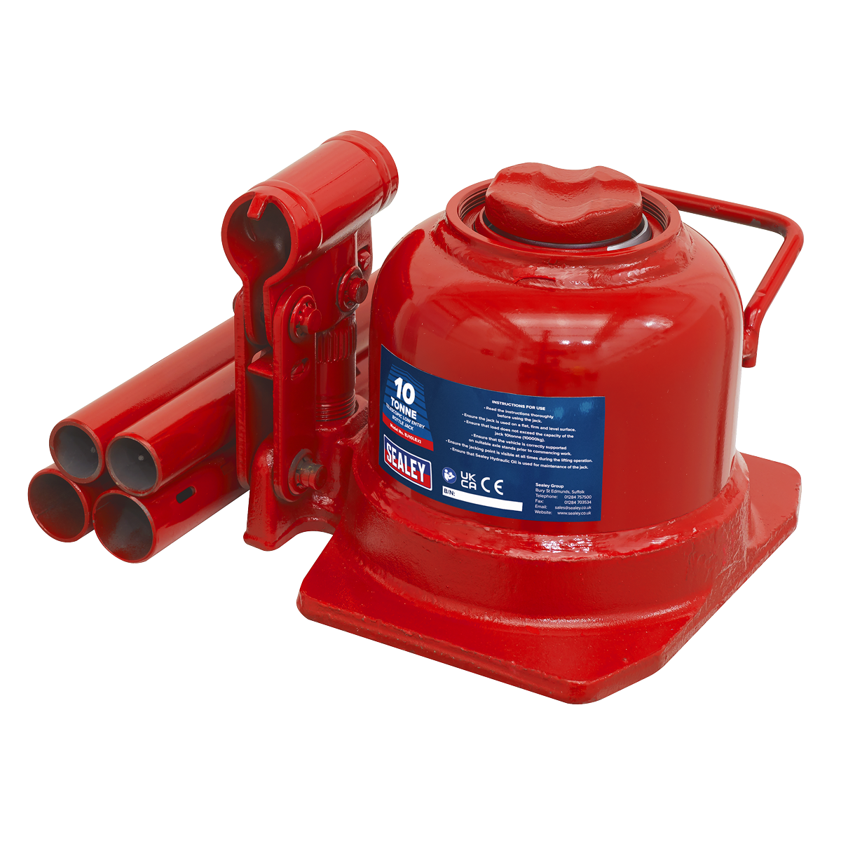 Sealey 10 Tonne Telescopic Low Profile Bottle Jack With Overload Valve BJ10LE