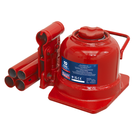 Sealey 10 Tonne Telescopic Low Profile Bottle Jack With Overload Valve BJ10LE