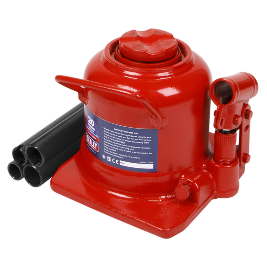 Sealey Bottle Jack 20 Tonne Low Profile Telescopic With Overload Valve BJ20LE