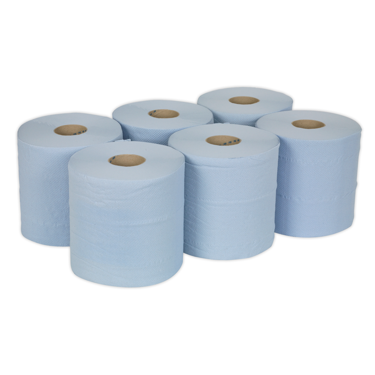 Sealey Paper Roll Perforated Wipes Blue 2 Ply Embossed 150M Pack Of 6 BLU150