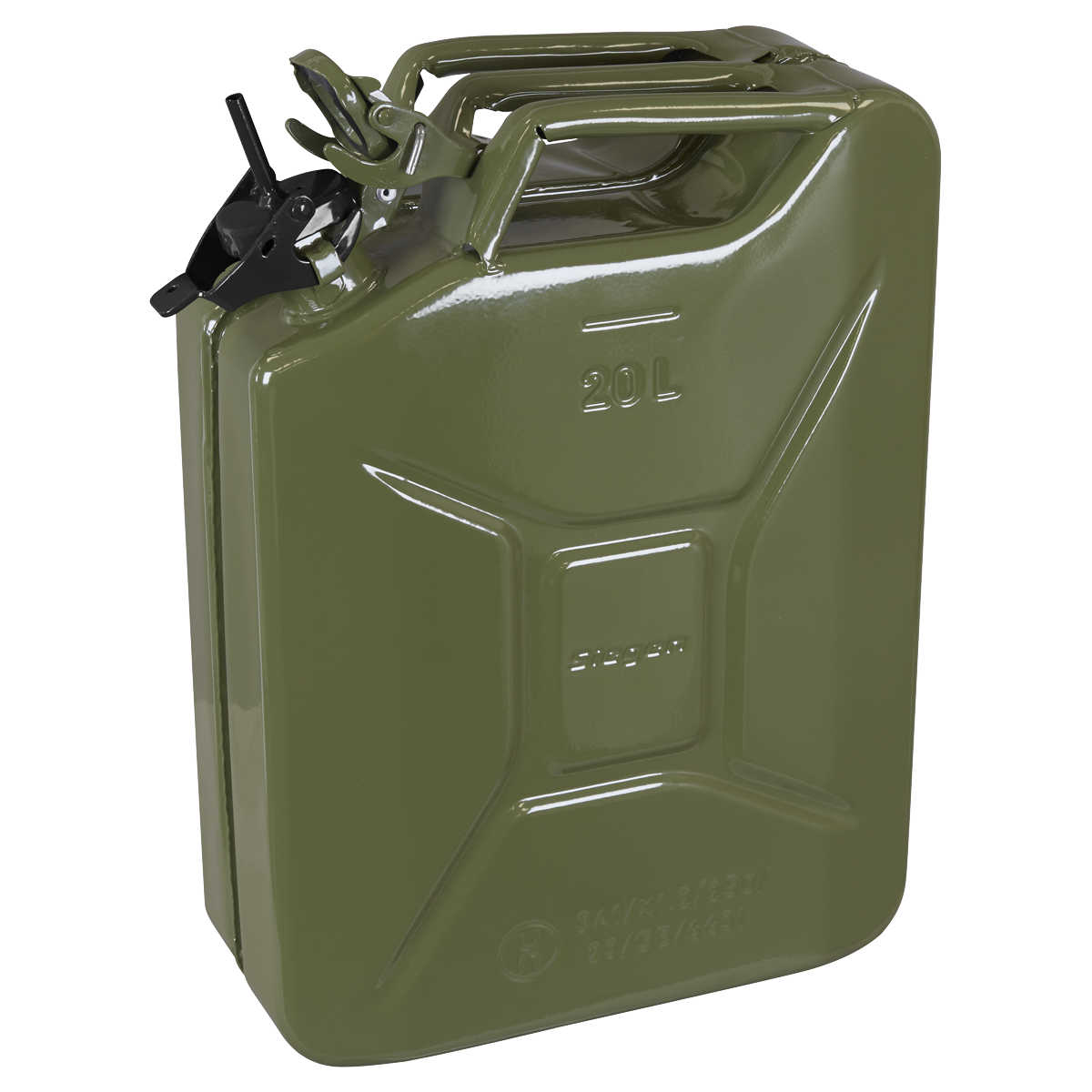 Siegen Jerry Can From 0.8mm Steel With Protective Lining 20L Green JCY20G