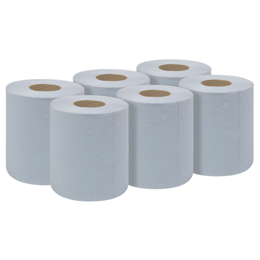Sealey Blue Embossed 2-Ply Paper Roll 60m Pack of 6 Pieces 2 Plies Multipurpose