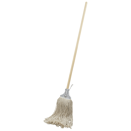 Sealey Kentucky Mop With Wooden Handle 450g Extra Thick 100% Cotton Head BM03