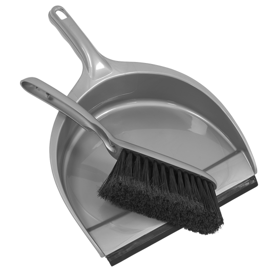 Sealey Dust Pan & Brush Cleaning Set Composite With Flexible Bristles BM04