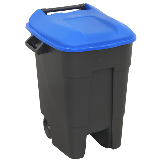 Sealey Refuse Wheelie Bin With Two Ø200mm Wheels & Handles 100L Blue BM100B