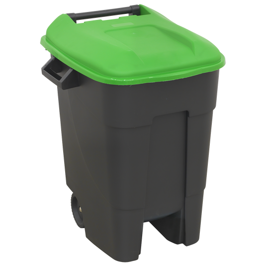 Sealey Refuse Wheelie Bin With Three Robust Handles 100 Litres Green BM100G