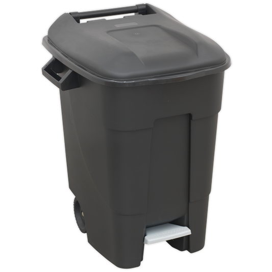 Sealey Refuse Wheelie Bin With Quick Release Foot Pedal 100 Litres Black BM100P