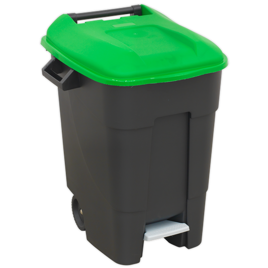 Sealey Refuse Wheelie Bin With Quick Release Foot Pedal 100 Litres Green BM100PG