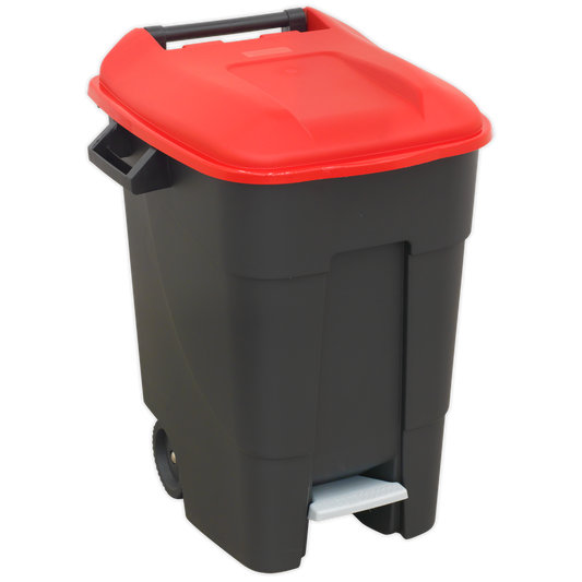 Sealey Refuse Wheelie Bin With Quick Release Foot Pedal 100 Litres Red BM100PR