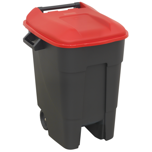 Sealey Refuse Wheelie Bin With Three Robust Handles 100 Litres - Red BM100R