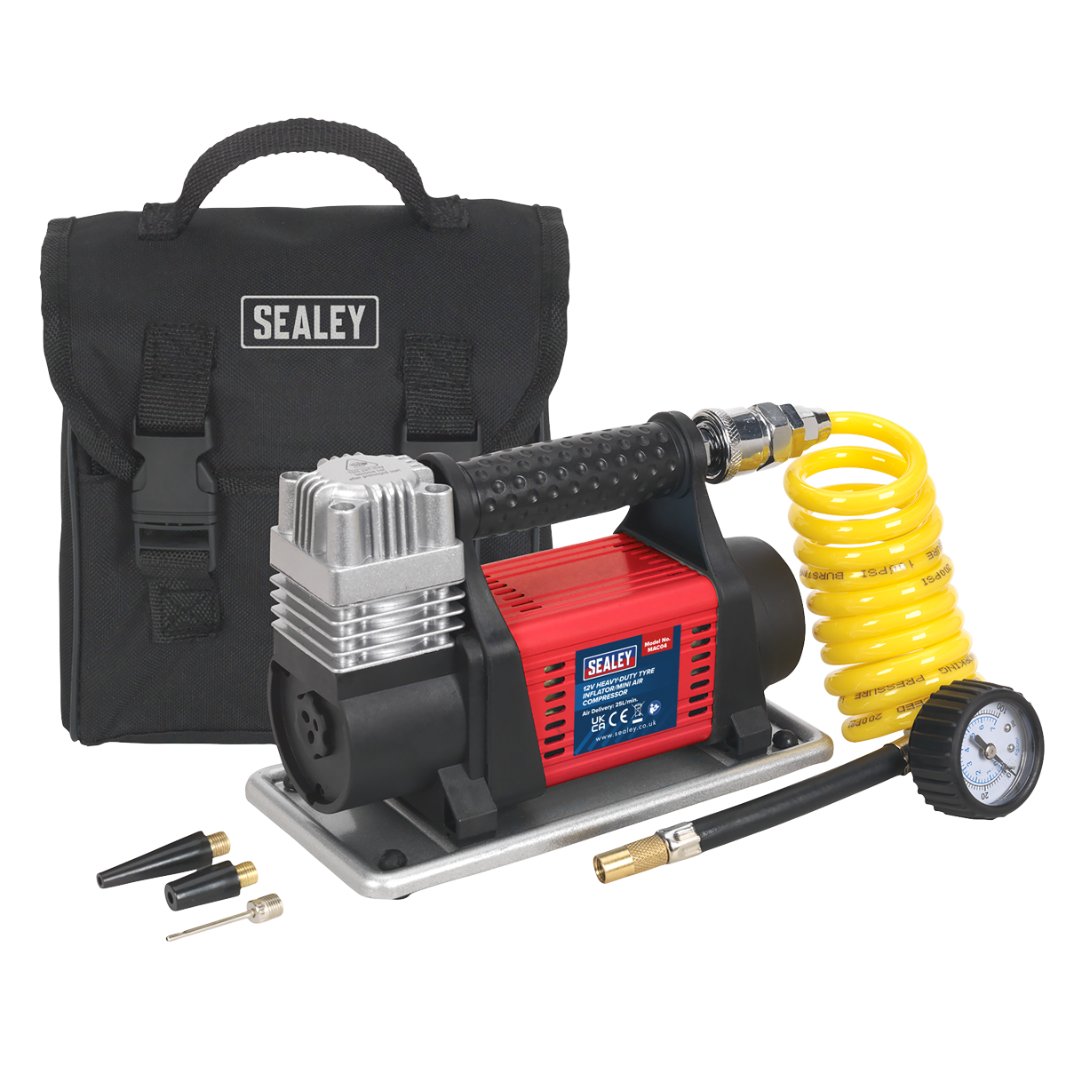 Sealey Mini Air Compressor 12V Heavy Duty Maximum Pressure 100PSI MAC04