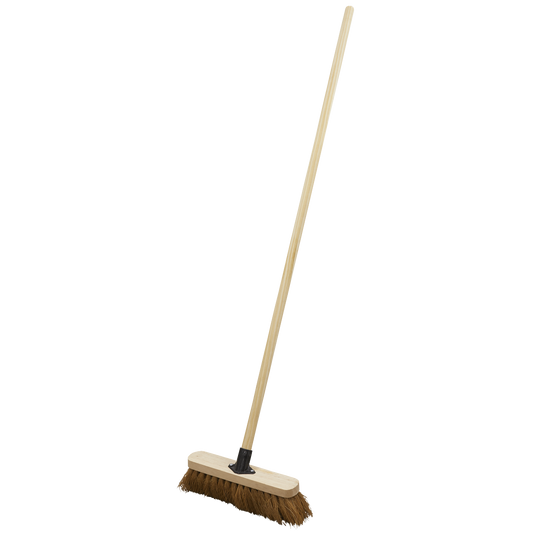 Sealey Broom 300mm Soft Coco Bristle + Handle Bracket For Indoor Outdoor BM12S