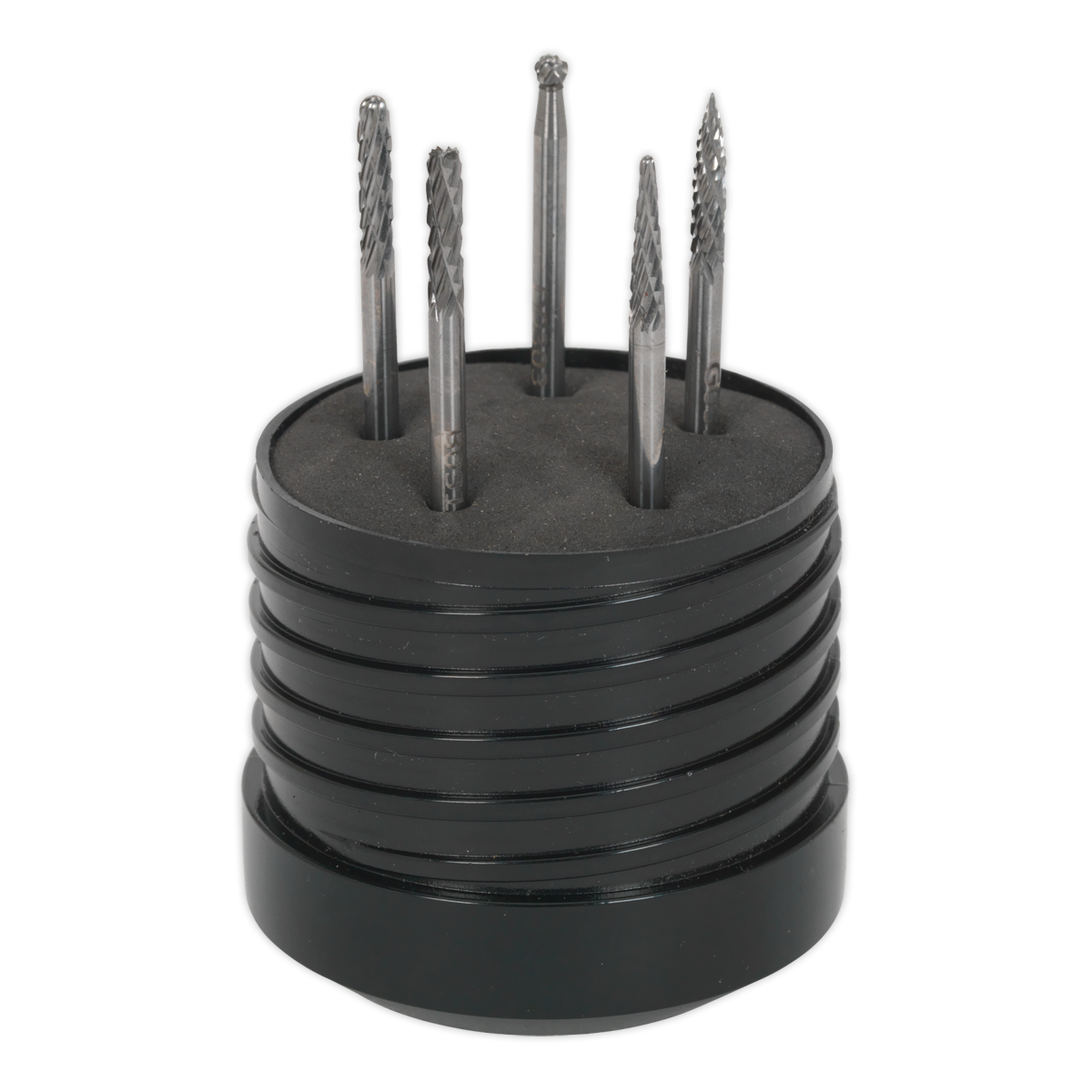 Sealey Micro Tungsten Carbide Burr Set Plastic Storage Box 5pc MCBSET01