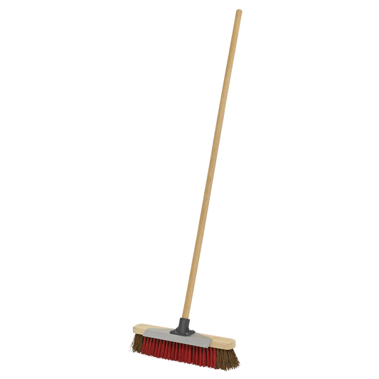 Sealey Heavy Duty Broom + Ice Snow Scraper 16" 405mm Stiff Hard Bristle BM16SC