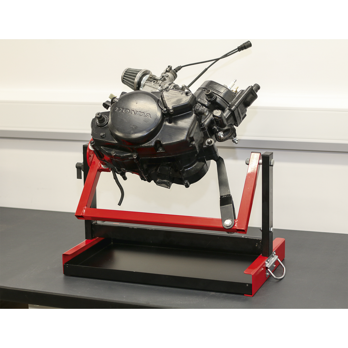 Sealey Single/Twin Cylinder Motorcycle Engine Stand 30kg - Red/Black MES01