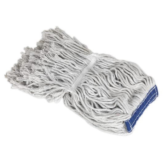 Sealey Mop Head Cotton Replacement Cleaning For BM17 350g - White/Blue BM17R