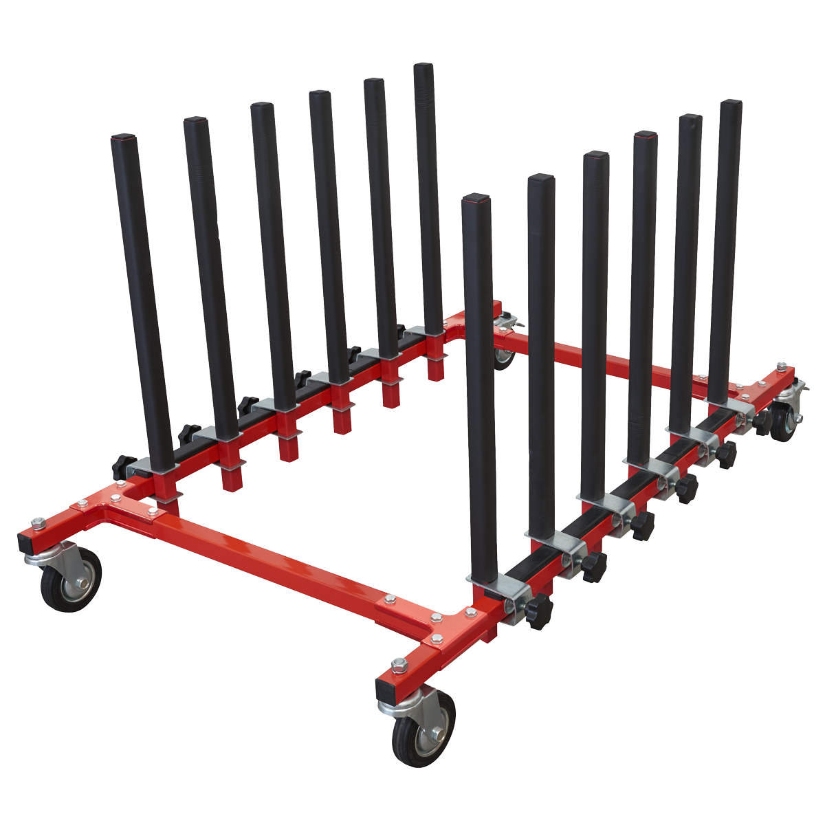 Sealey Mobile Panel Storage Rack Holds 5 Panels Capacity 150kg Red/Black MK76