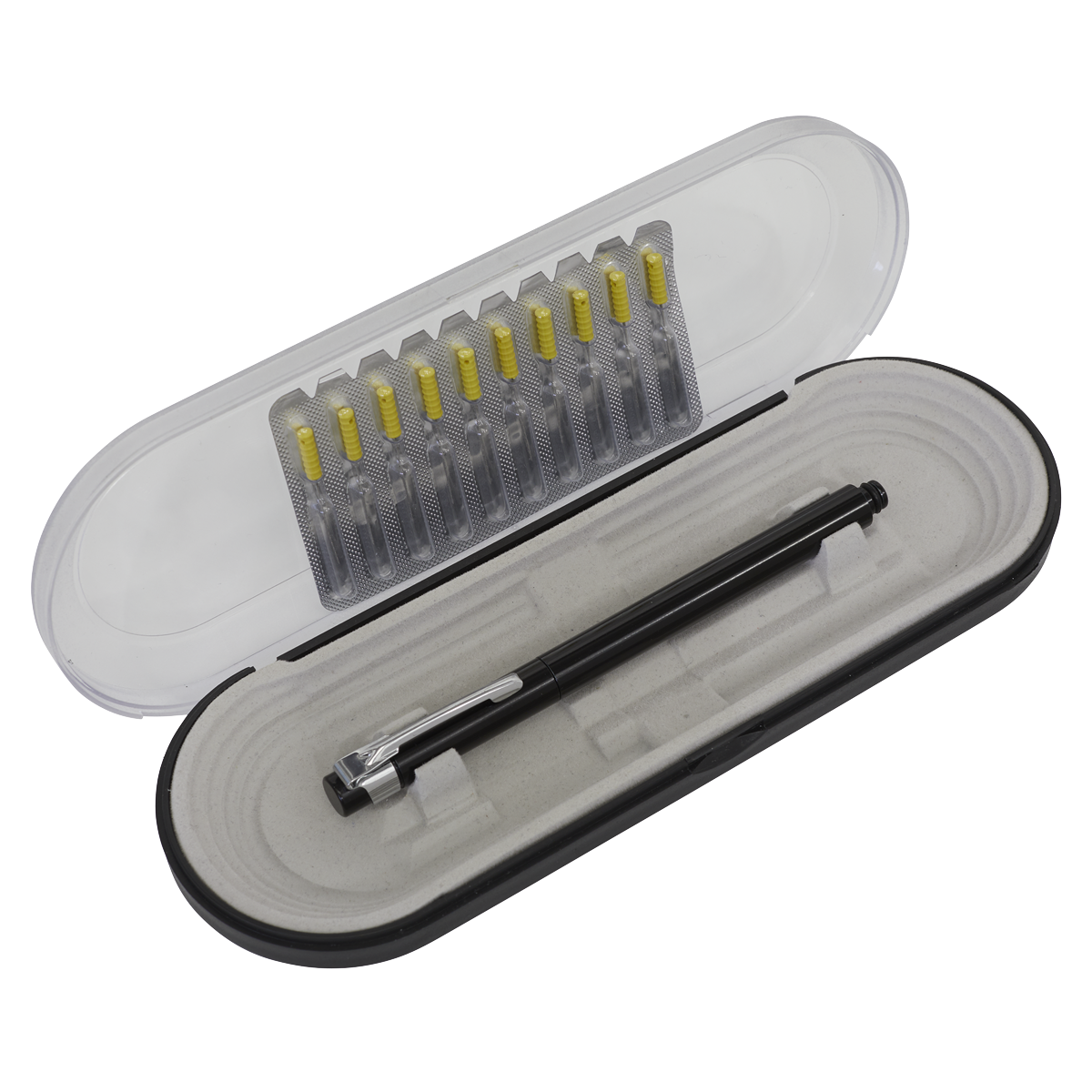 Sealey Paint Dirt Removal Pen With Needle Set Storage Case Pack Of 10 MK78