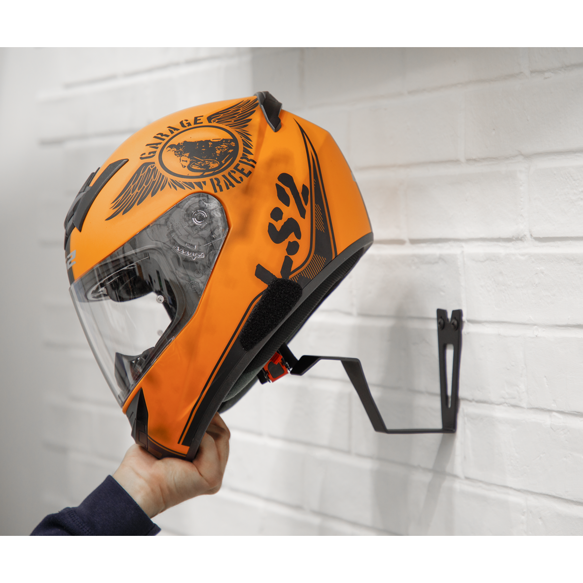 Sealey Motorcycle Helmet Hook Wall & Door Mountable Universal Black MS0811