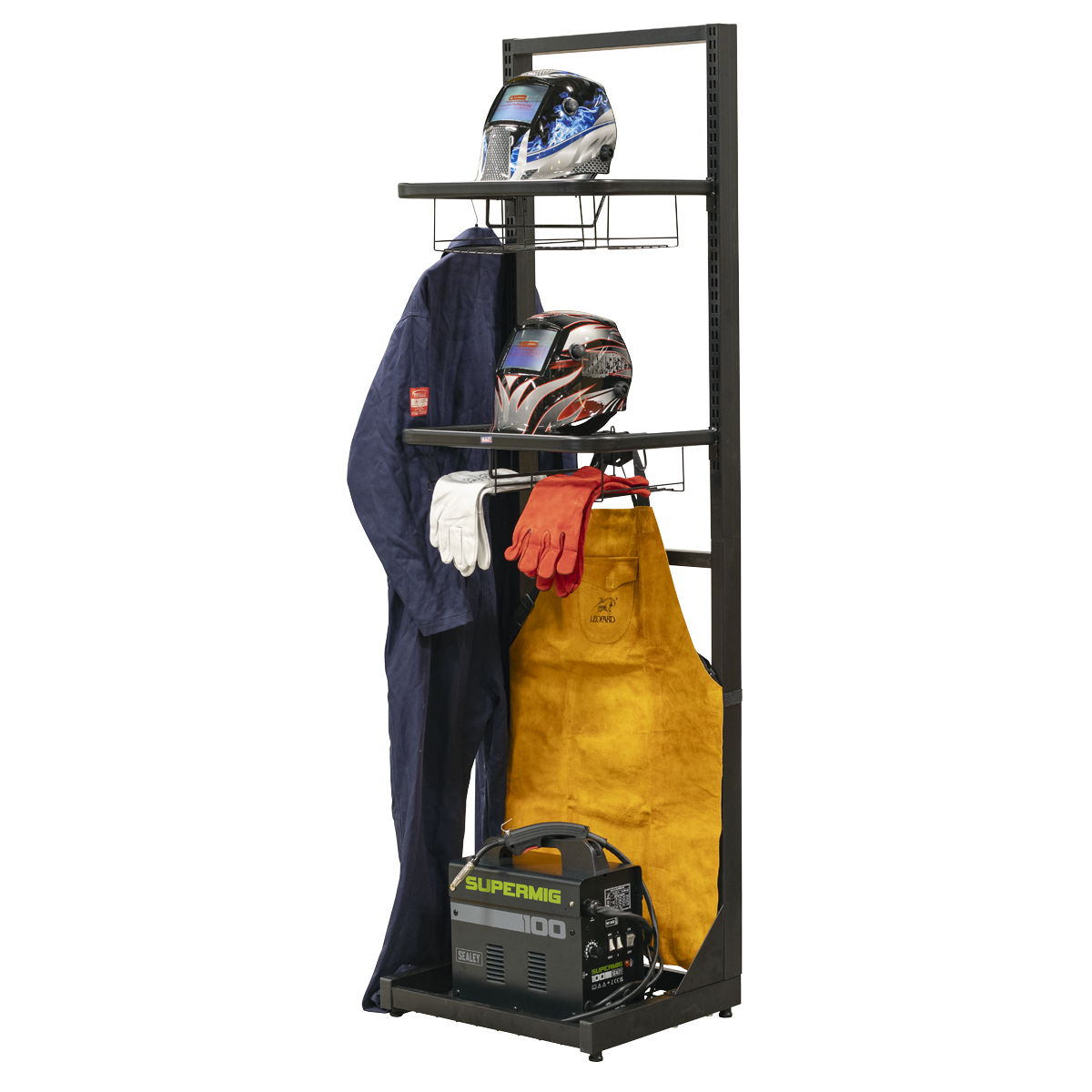 Sealey Motorcycle Helmet Gear Tidy Freestanding Steel Adjustable Shelves MS081FS